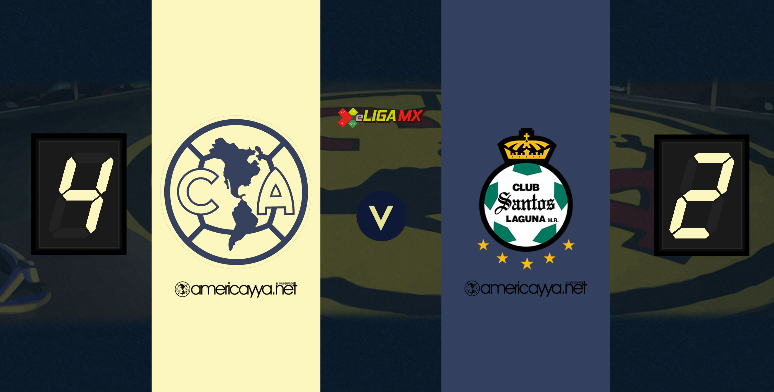 América 4-2 Santos – Cáseres gana con autoridad en la eLiga MX