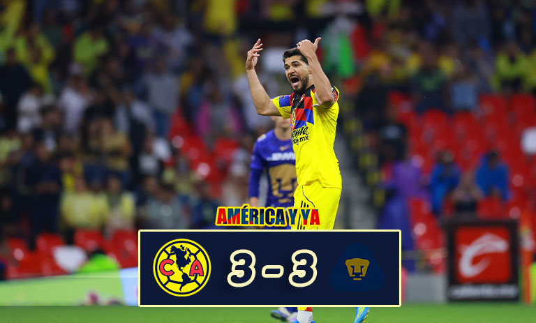 Club América y Pumas empatan a tres tantos en el Azteca